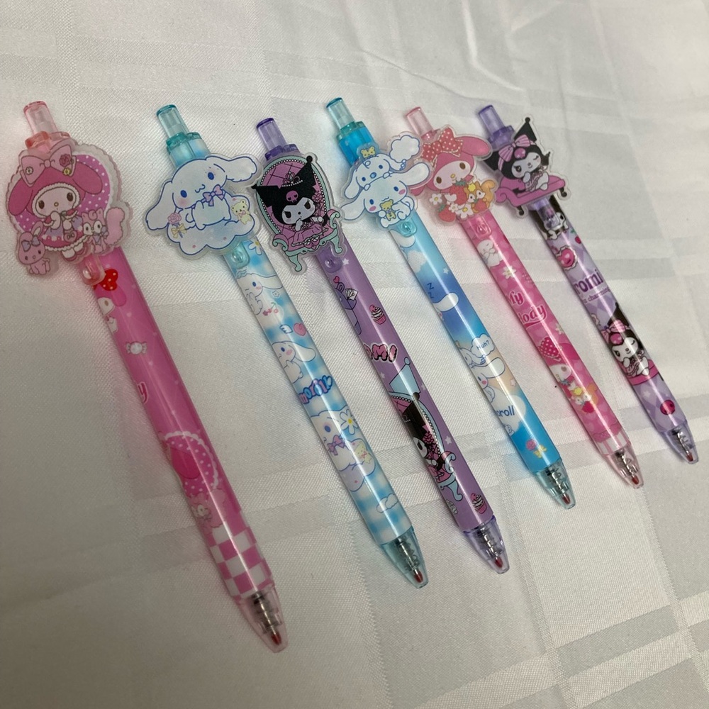 Sanrio Character Gel Pens Set - Pink, Blue, Purple